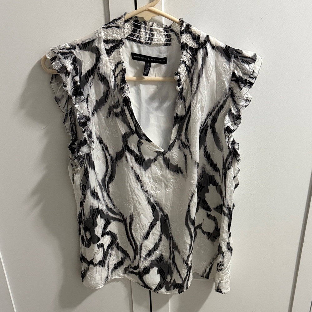 Zara Monochrome Ruffle Sleeve Blouse